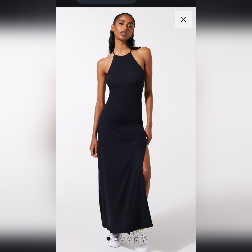 Savage X Fenty Rib Xssentials Maxi Slip Dress in black